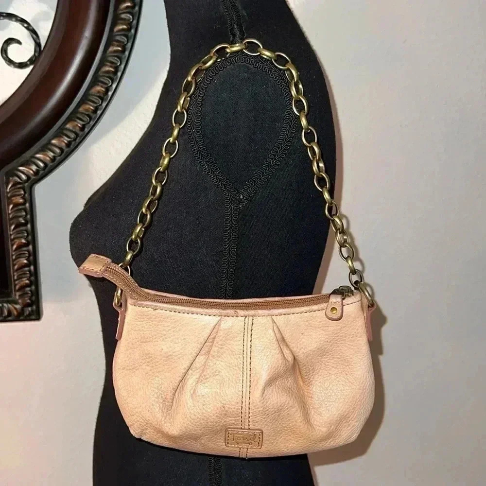 Fossil Women’s Mini Bag Crossbody Purse In Natural Leather Color Hand Bag
